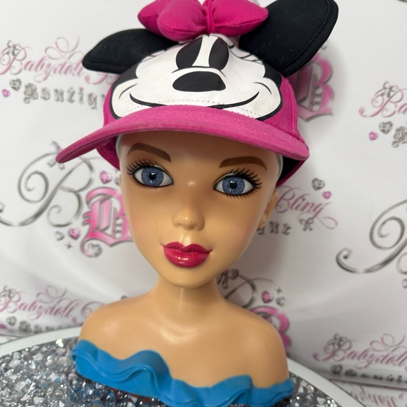 Hat Minnie Mouse 100 pink black white with ears mouse 3D girls kids hat ball cap - Picture 3 of 9